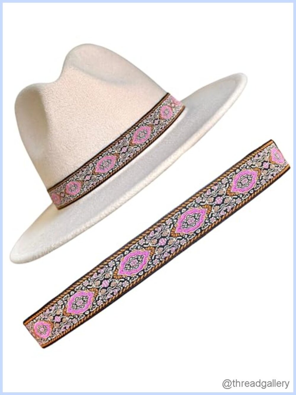 Handmade Adjustable Fedora Hatband Western Hat Belt Jacquard Ribbon